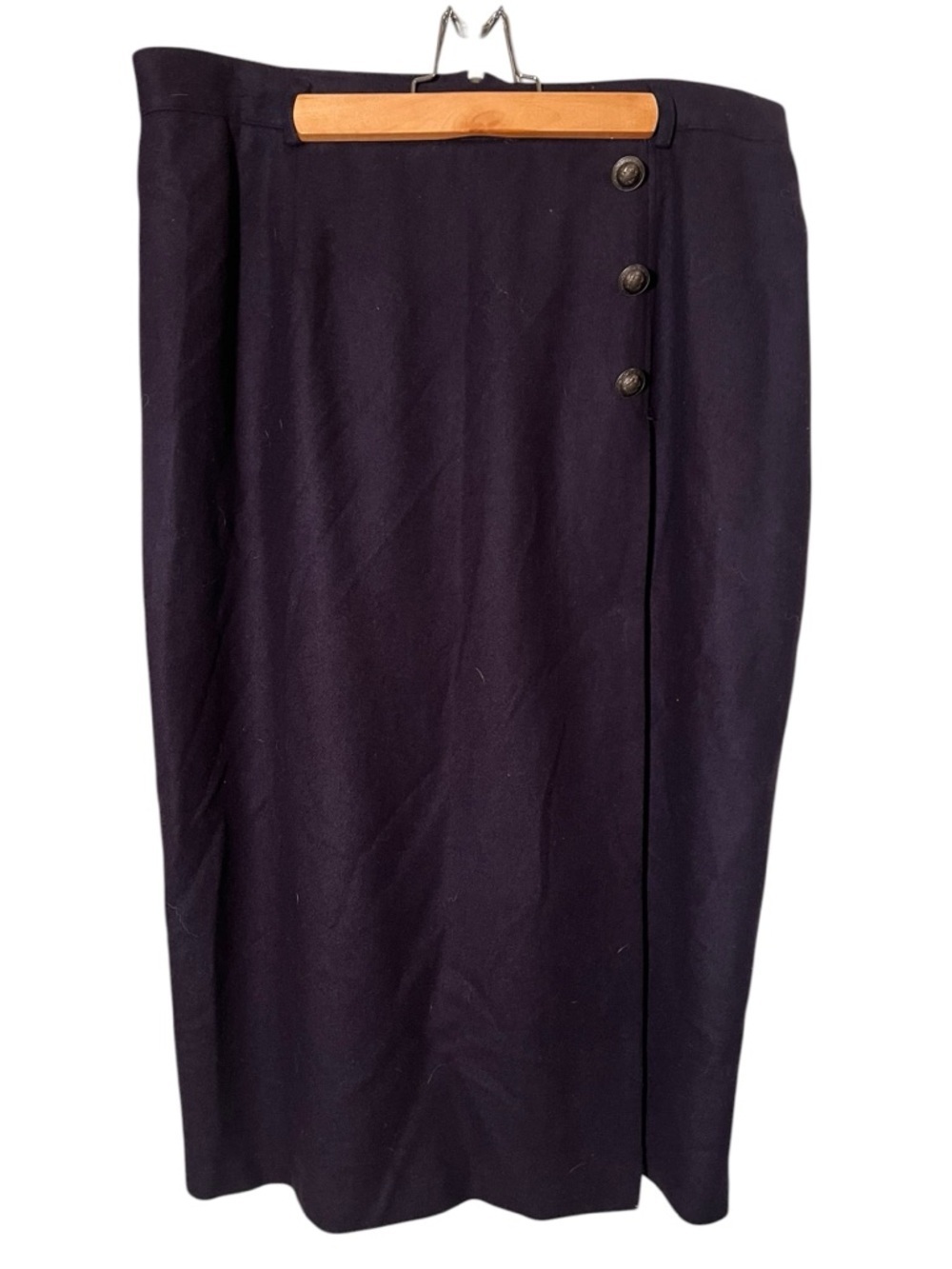 Vintage Maggie McNaughton Women's Plus Size 18W Midi Skirt Dark Purple Button